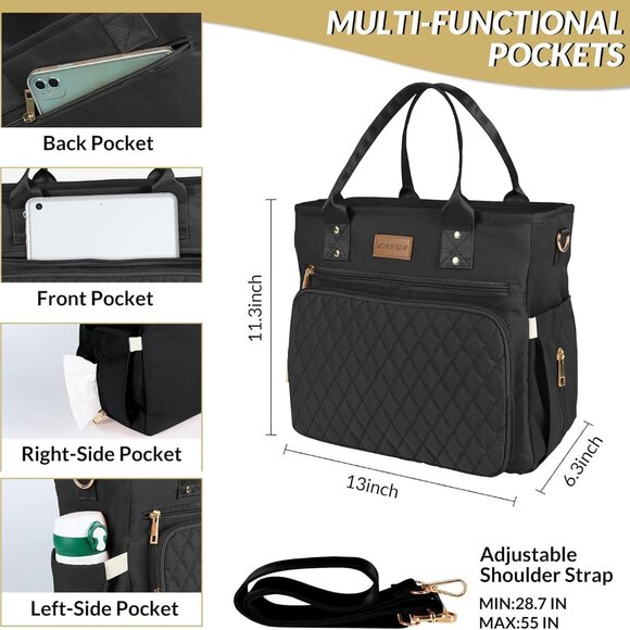 Large Insulated Lunch Bag for Work, Women's Nylon Thermal Lunch Box, Leakproof C - Picture 2 of 6